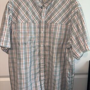 Men's Plaid Outdoor Fishing Short Sleeve Shirt Size 2XL XXL.